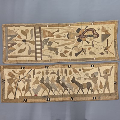 Lot 76 - Two antique Egyptian applique figural panels ...