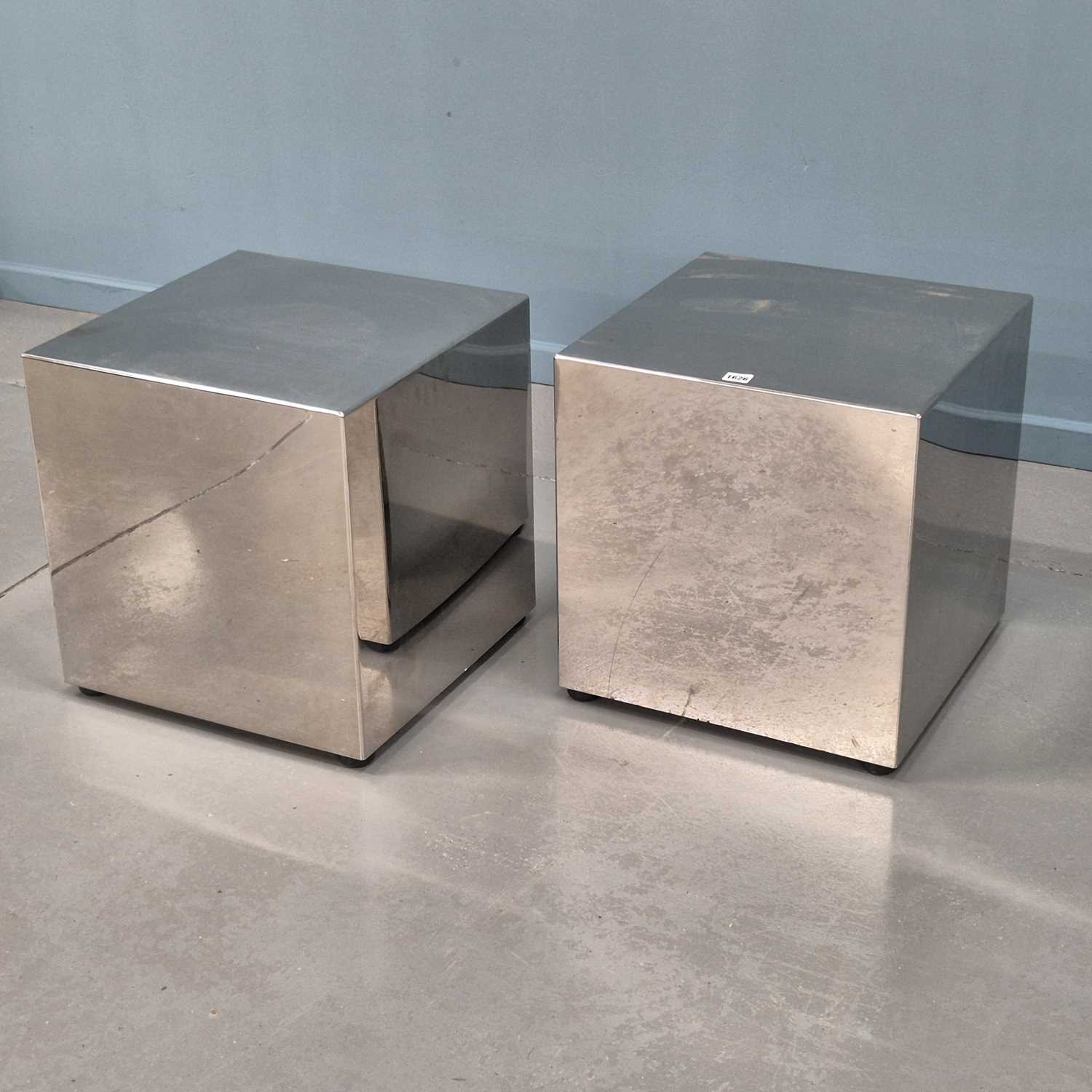 Lot 1626 - A pair of retro polished metal cuboidal