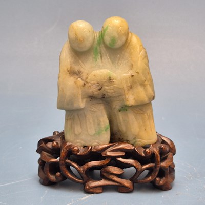 Lot 1637 - A Chinese jadeite carving of the Hehe Erxian...