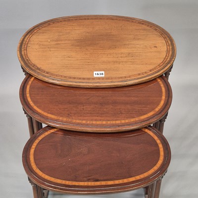 Lot 1638 - A nest of three 20th century satinwood banded...