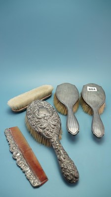 Lot 804 - A pair of Birmingham silver backed hair...