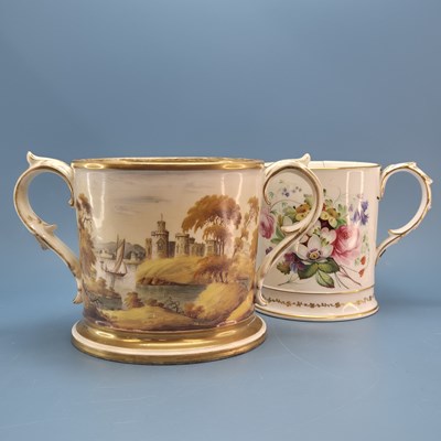 Lot 805 - A 19th century two handled mug painted with a...