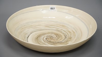 Lot 807 - A studio ceramic shallow bowl decorated with...