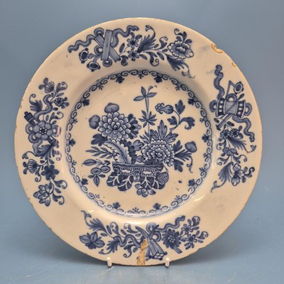Lot 834 - Three antique Delft blue and white dishes.