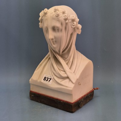 Lot 837 - After Raphael Monti, a white marble carving of...