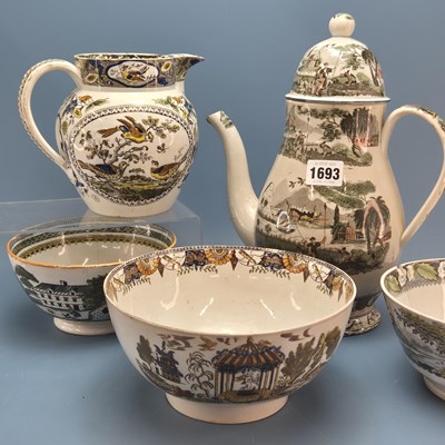Lot 1693 - An early 19th century pearlware coffee pot...