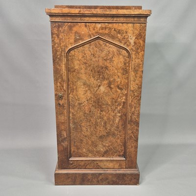 Lot 1697 - A 19th century burr walnut cabinet, the arched...