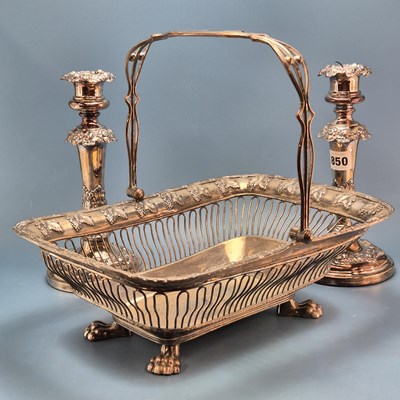 Lot 850 - A plate on copper cake basket with swing over...