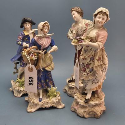 Lot 856 - A pair of Dresden 'Gold Anchor' figures of...