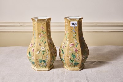 Lot 148 - A pair of antique opaline glass vases,...