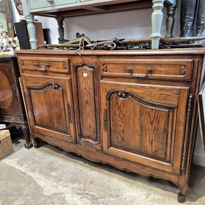 Lot 6 - A french panel door buffet/sideboard. 156 x 52...