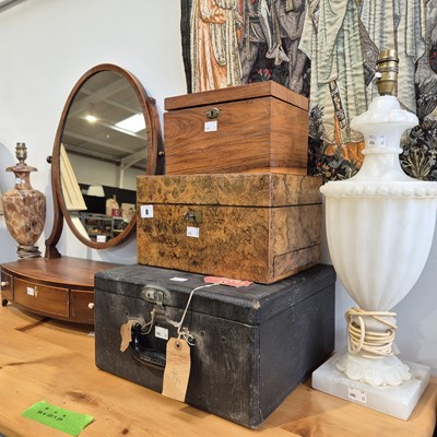 Lot 8 - A 19th century swing mirror, two work boxes,...