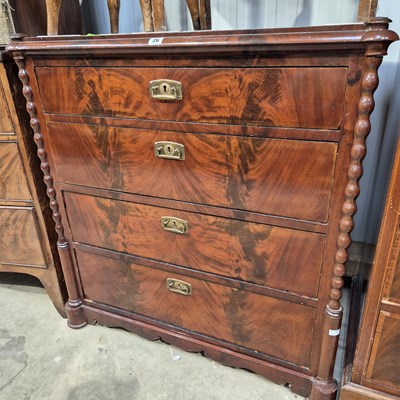 Lot 26 - A 19th century flame mahogany chest of four...
