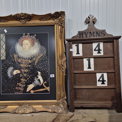 Lot 27 - A Hymn board, An oil painting in the...