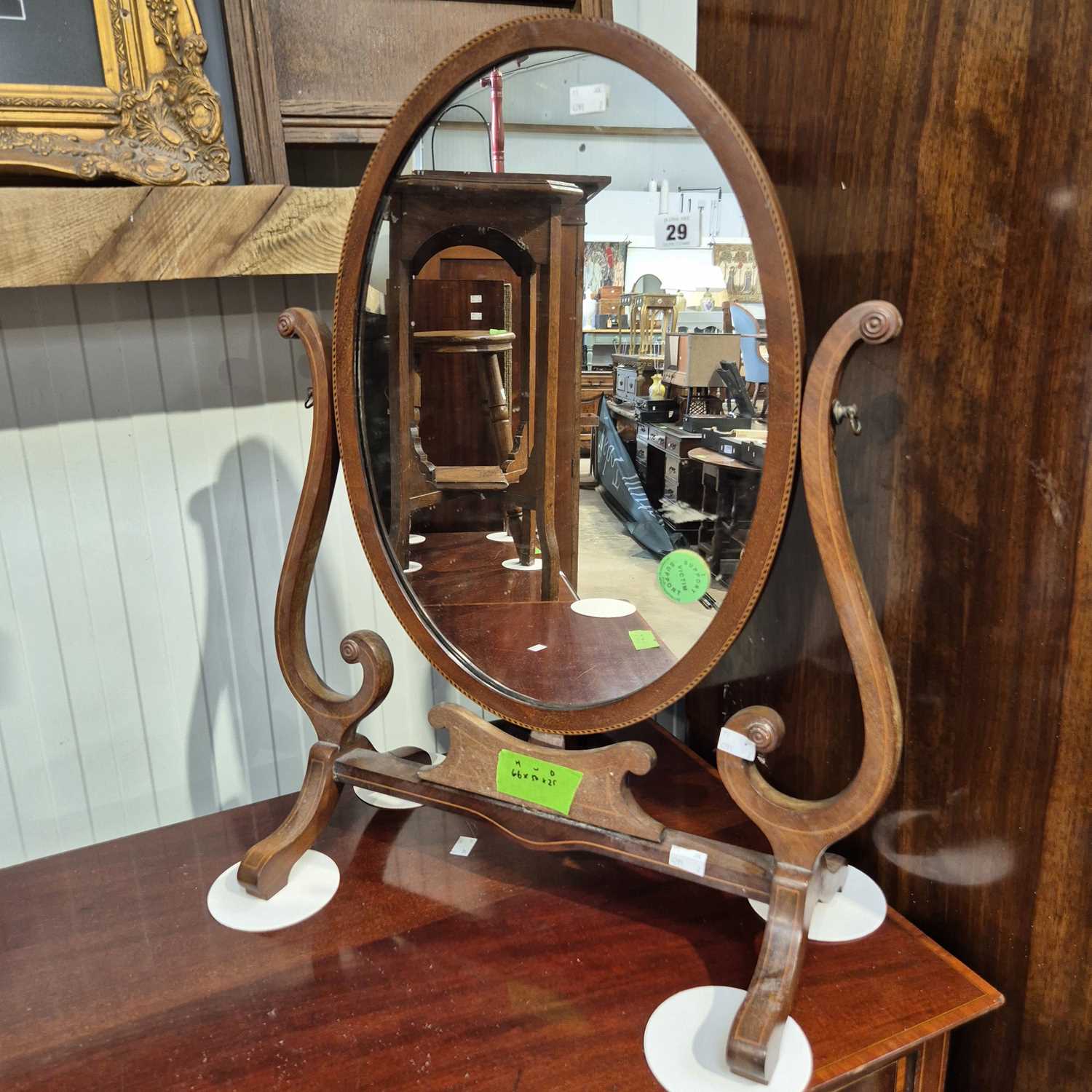 Lot 29 - A 19th century swing dressing tabe mirror.