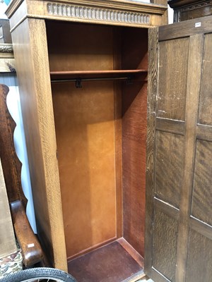 Lot 36 - A small oak hall cupboard. 75 x 42 x h 179 cm.