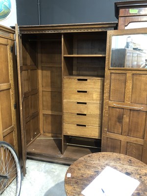 Lot 38 - An oak panel door wardrobe. 130 x 65 x h 187 cm.