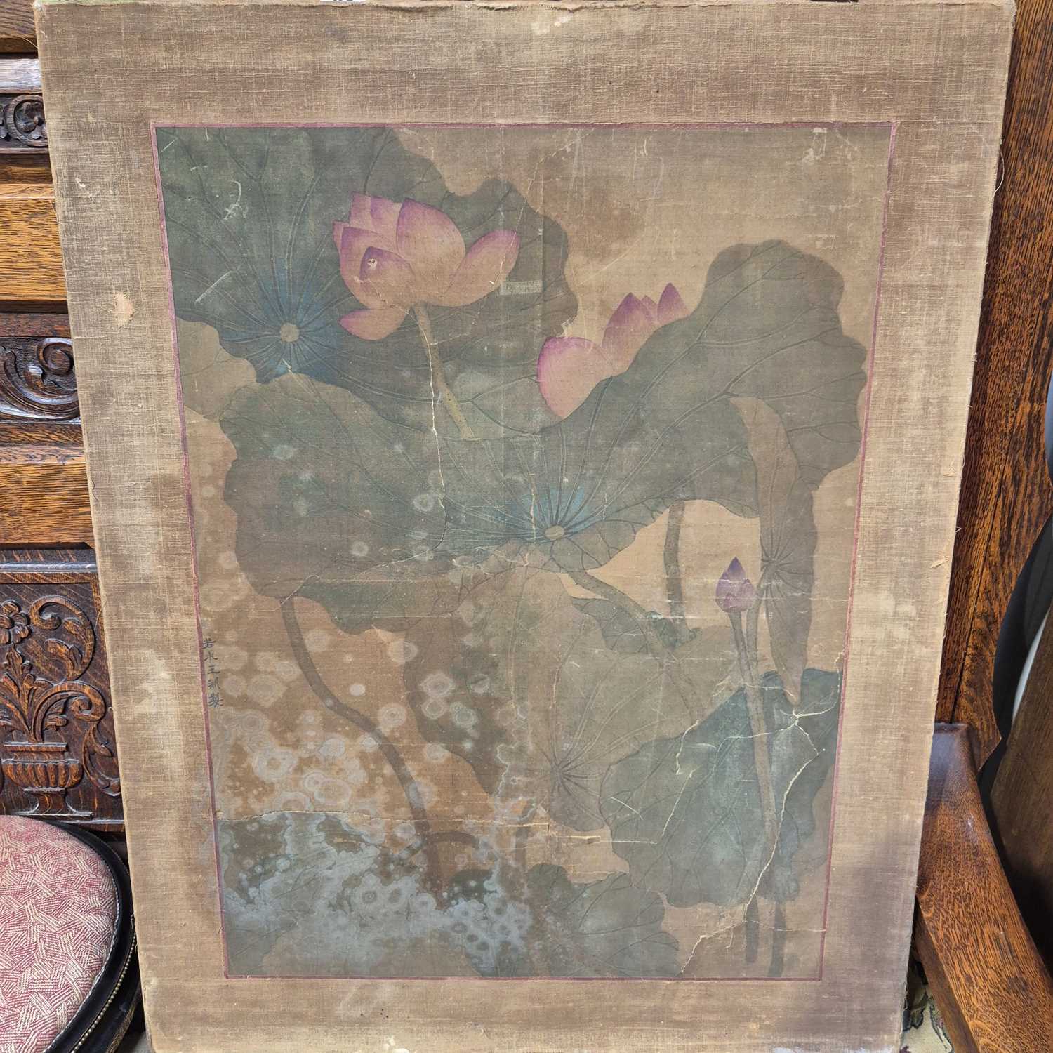 Lot 40 - An oriental painting on linen.