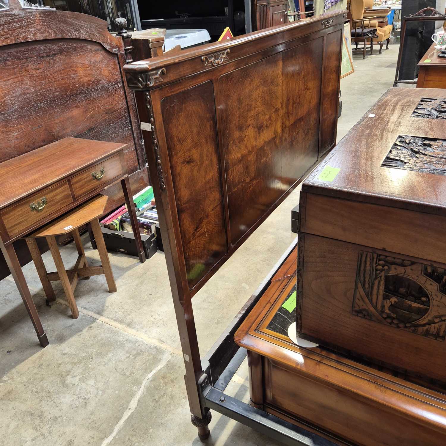 Lot 52 - An early 20th-century walnut double bed. 139 x...