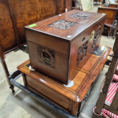 Lot 53 - An oriental camphor wood trunk and a modern...