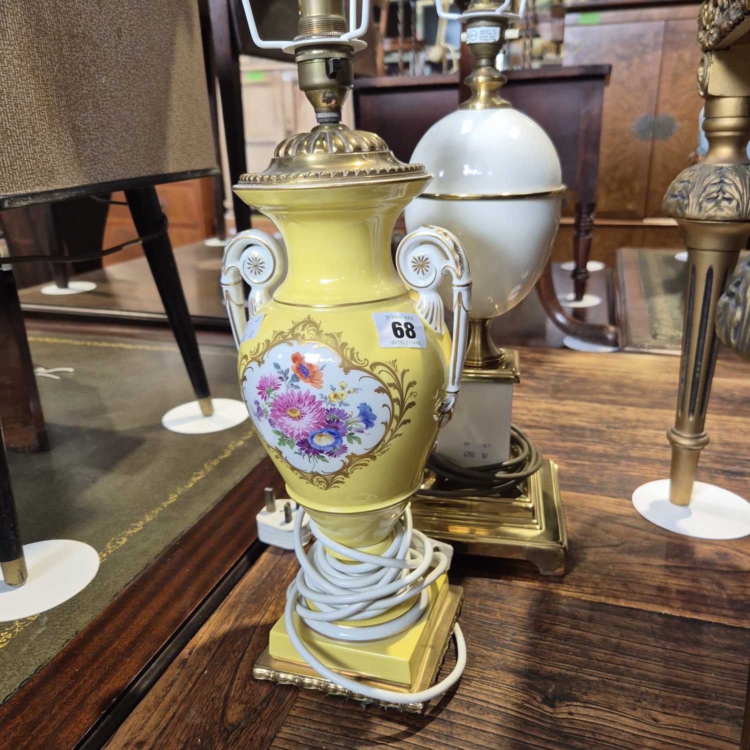 Lot 68 - Two porcelain table lamps.