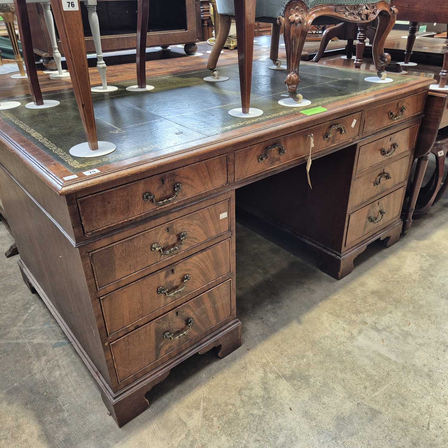 Lot 75 - A good quality mahogany twin pedestal desk....