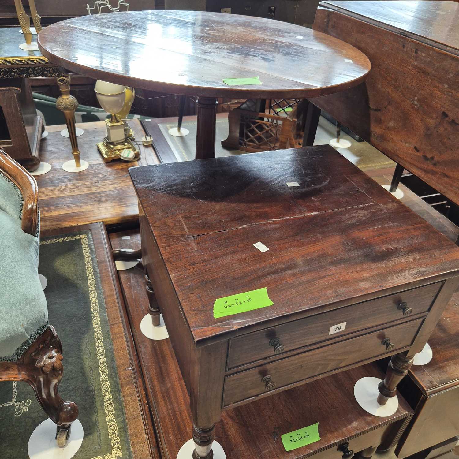 Lot 79 - A late Georgian tripod table and wotk box with...