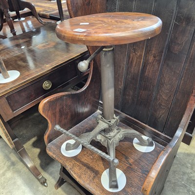 Lot 84 - A vintage industrial ironwork stool with a...