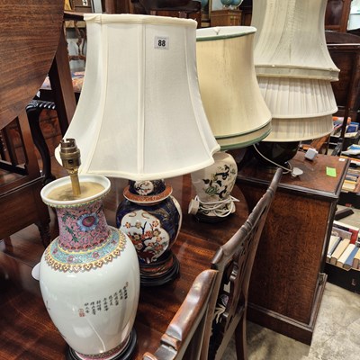 Lot 88 - An Imari decorated table lamp and three others.
