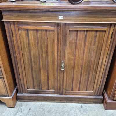 Lot 112 - An Edwardian walnut side cabinet. 91 x 43 x h...