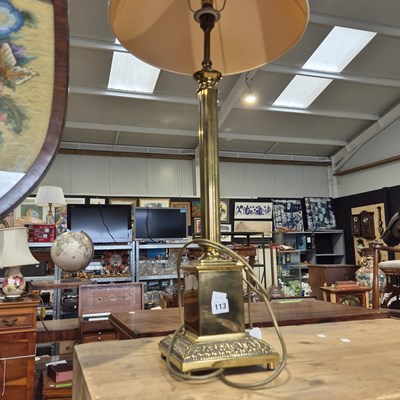 Lot 113 - A large brass table lamp.