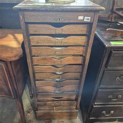 Lot 130 - A tambour front file cabinet. 45 x 42 x h 110 cm.