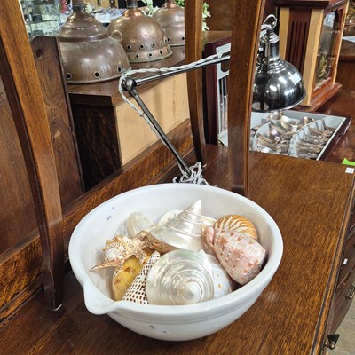 Lot 158 - A bowl of vintage sea shells and a chrome...