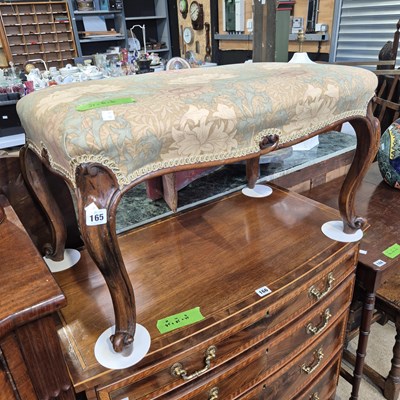 Lot 165 - A large Victorian stool on carved cabriole...