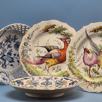 Lot 862 - Nine European ceramic plates by Meissen,...