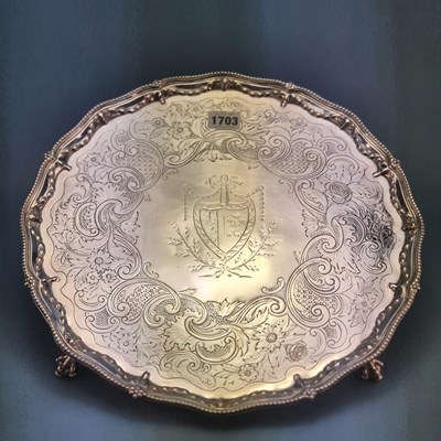Lot 1703 - A silver salver by Cotton and Head, London...