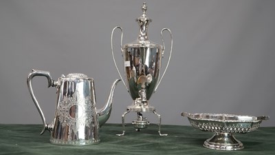 Lot 1704 - A plate on copper two handled hot water urn...