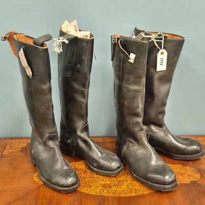 Lot 1712 - Two pairs of black riding boots, one pair by...