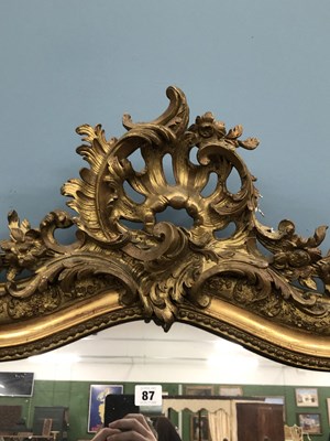 Lot 87 - Antique French Rococo style overmantel mirror...