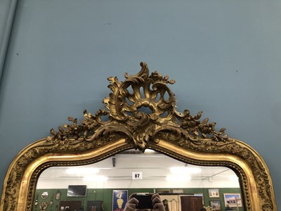Lot 87 - Antique French Rococo style overmantel mirror...
