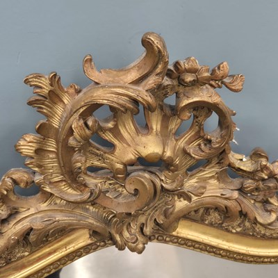 Lot 87 - Antique French Rococo style overmantel mirror...