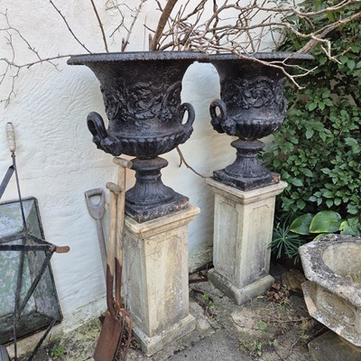 Lot 243 - A pair of Victorian cast iron classical garden...