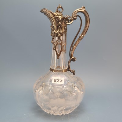 Lot 877 - A gothic silver mounted floral cut glass globe...