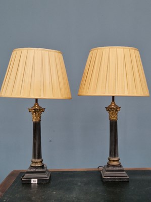 Lot 80 - A pair of vintage column form lamps with...