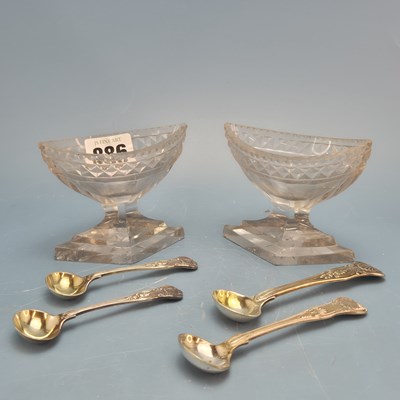 Lot 886 - A pair of George III cut glass salts together...