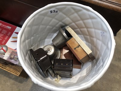 Lot 83 - Lloyd loom clothes basket, two new Swiss knife...