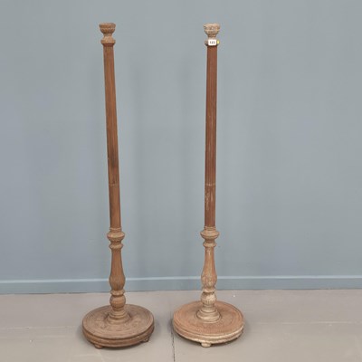 Lot 123 - A pair of antique carved beech floor lamp...