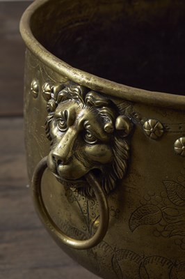 Lot 53 - An antique Georgian style brass log bin,...