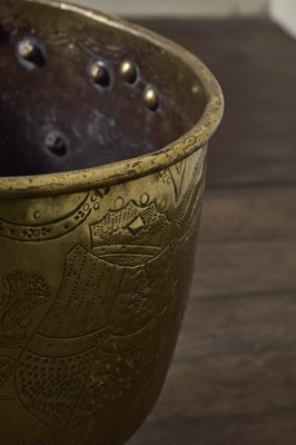 Lot 53 - An antique Georgian style brass log bin,...