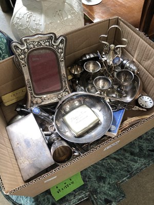 Lot 170A - Silver picture frame and a quantity of plated...
